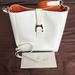 Elegant White and Orange Women's Bag